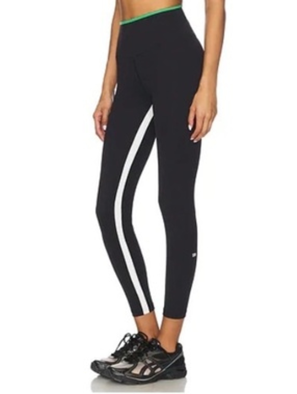 Splits59 Women's Black High Waist Leggings with White Side Stripe, Size XS